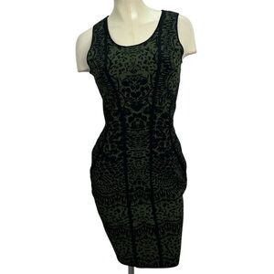 Diane Von Furstenberg CAIRO Stretch Bodycon Fit Tank Dress Black Olive Medium